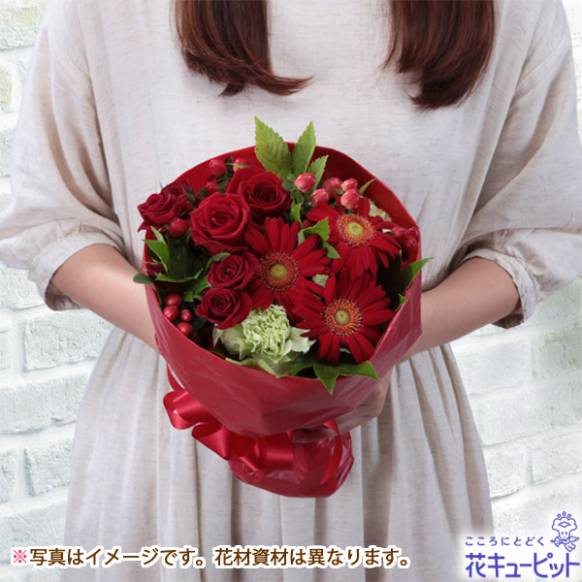 【フローリストチョイス】オールラウンド・花束(エレガントレッド系 S)
