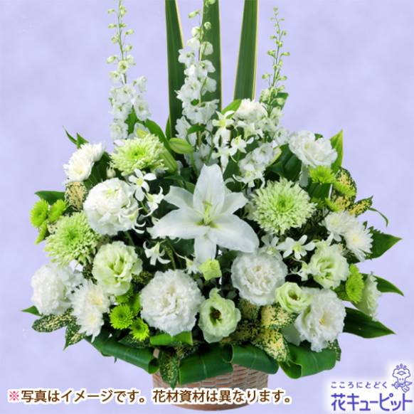 【フローリストチョイス】お供えワンサイド・アレンジ(清楚な白 L)
