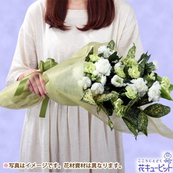 【フローリストチョイス】お供えワンサイド・花束（清楚な白 S）